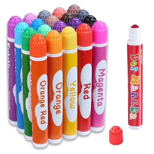 WOSWEL dot markers set with 20 washable colors in bingo dauber style