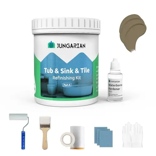 Jungarian tub and tile refinishing kit in brown