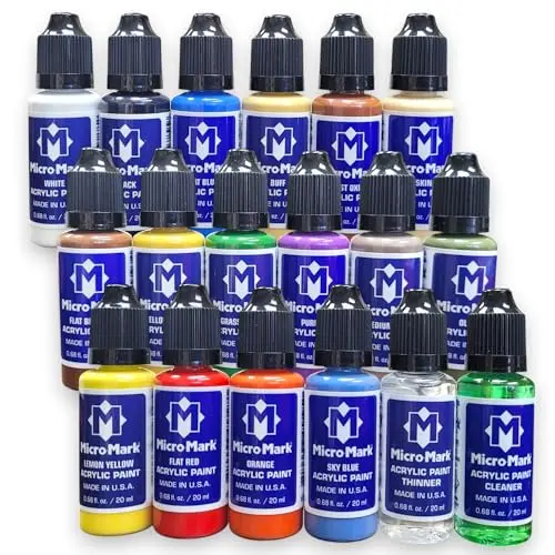Micro-Mark acrylic paint set with 16 colors and dropper bottles