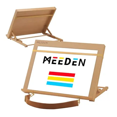 MEEDEN A3 wooden tabletop easel with shoulder strap for portability