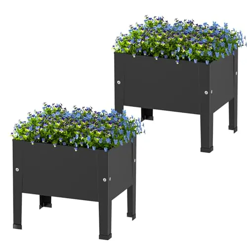 aboxoo 2-pack black elevated raised garden beds with legs