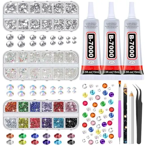 Audab large rhinestone and glue kit with multiple colors