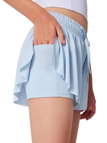Quick-dry double layer shorts for girls