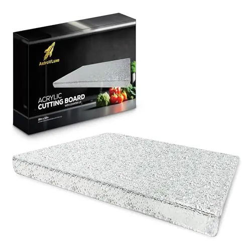 AstroVLuxe clear acrylic cutting board with counter lip