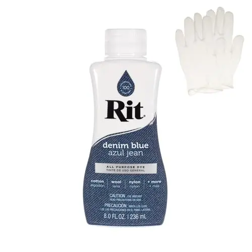 Craft County Rit Dye Liquid in Denim Blue with included gloves
