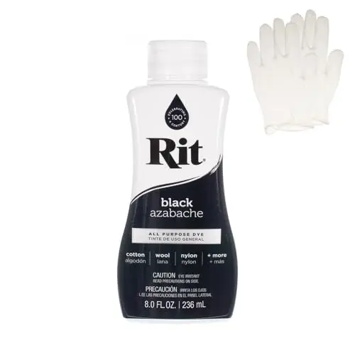 Rit Dye Liquid Fabric Dye in Black bottle with included gloves