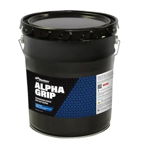Alpha Grip non-slip pickleball court paint bucket for asphalt surfaces