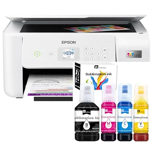 Pinckney cartridge-free super-tank printer with sublimation ink bottles