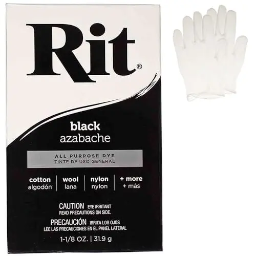 Rit Dye Powder in Black with included plastic gloves