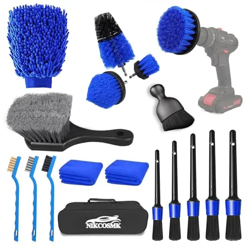 18-piece car detailing brush set with various tools
