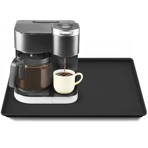 TOHONFOO black silicone coffee mat with raised edges