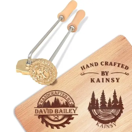 KAINSY brass custom branding iron with wooden handle for wood burning