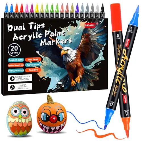 Droaful 20-color dual-tip acrylic paint pens for pumpkin art