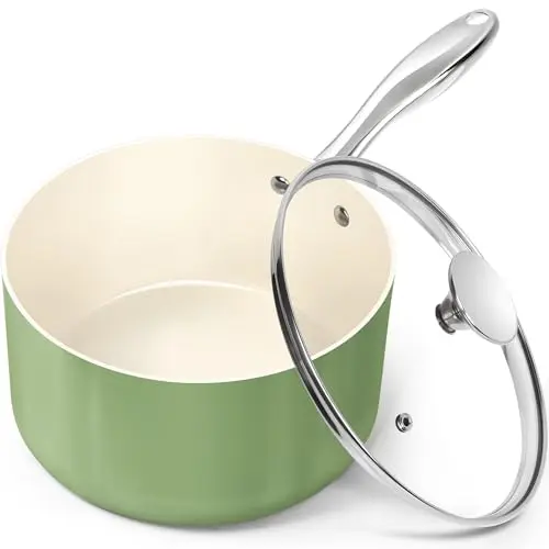 MICHELANGELO green ceramic saucepan with lid
