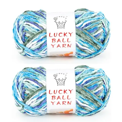 Soft Chenille Yarn in BlueWhite color