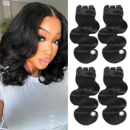 HVN-KVVM body wave human hair bundles in natural black