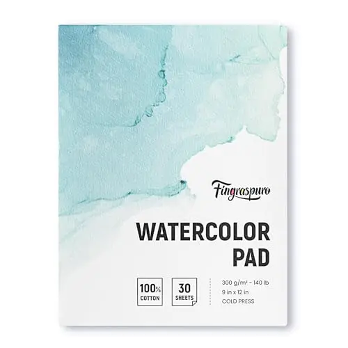 Fingraspuro watercolor paper pad with glue binding
