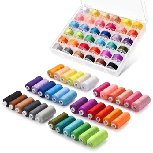 Eoehro 36 color polyester thread kit with prewound bobbins