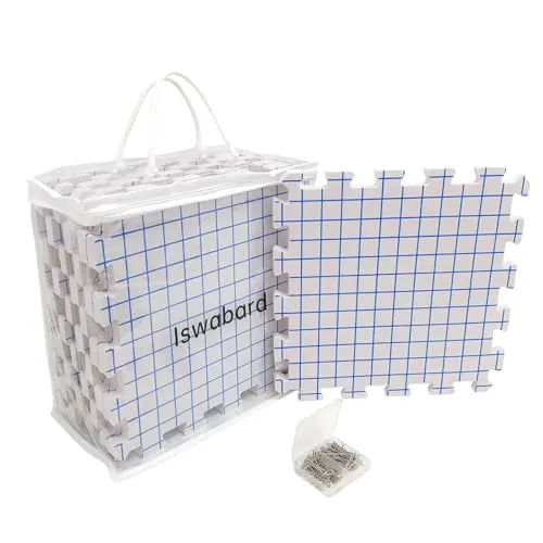 Iswabard white blocking mats with grid lines and included pins