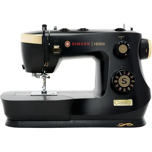 SINGER HD500 Classic sewing machine in black and gold vintage design