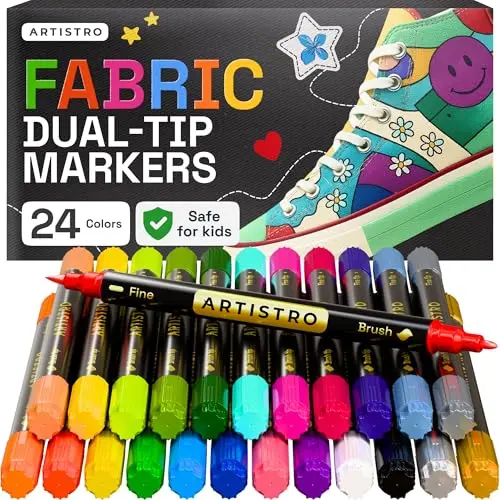 ARTISTRO 24-color dual tip fabric markers set