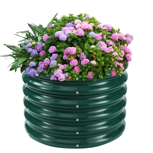 YSEJOMP dark green round metal raised garden bed