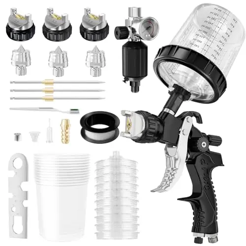GATTLELIC HVLP air spray gun with disposable cups and regulator