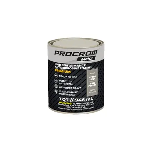 Procrom Premium Metal Paint can in gloss stone gray