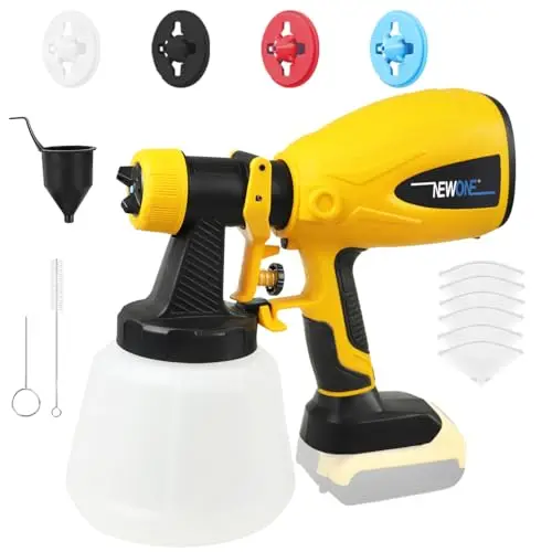 NEWONE yellow and black cordless paint sprayer for DeWalt batteries