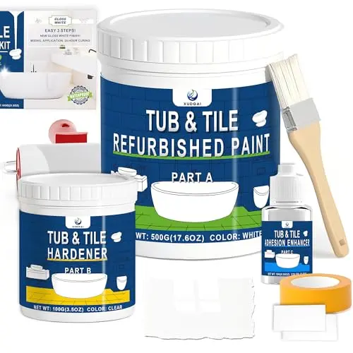 XUDOAI bathtub refinishing kit with gloss white paint and tools