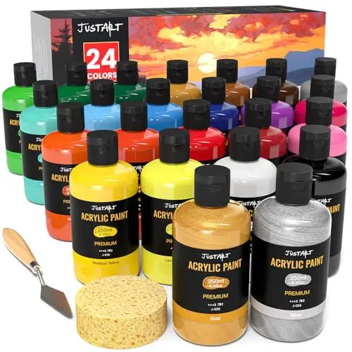 JusArt 24 colors acrylic paint set for murals and crafts