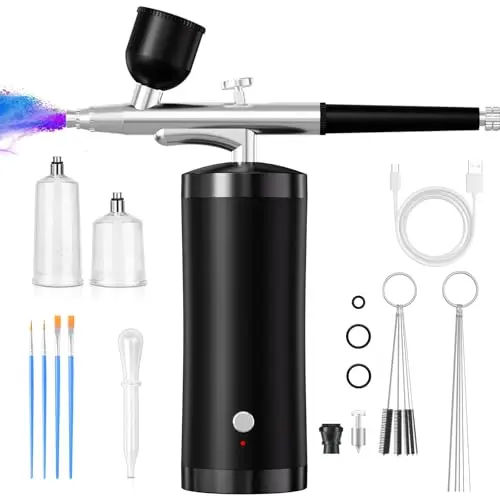 Crpen cordless airbrush kit with high pressure compressor and multiple cups