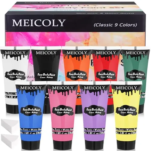 MEICOLY cream body paint set with 9 colors in individual containers