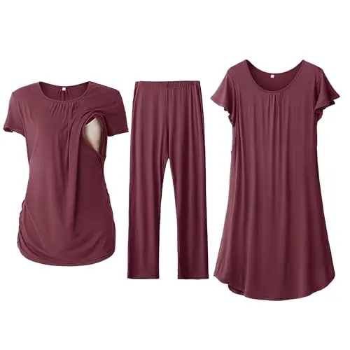 Versatile 3-piece nursing set with adjustable pants