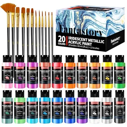 Fantastory Metallic Acrylic Paint set with iridescent colors