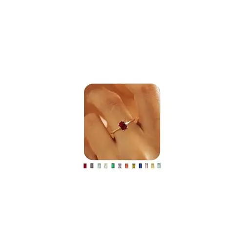 KAERUN gold plated birthstone ring with cubic zirconia gemstone