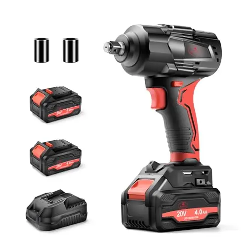 Up to 1100 ft-lbs (1500N.m), 1/2" Drive, 2 x 4.0Ah