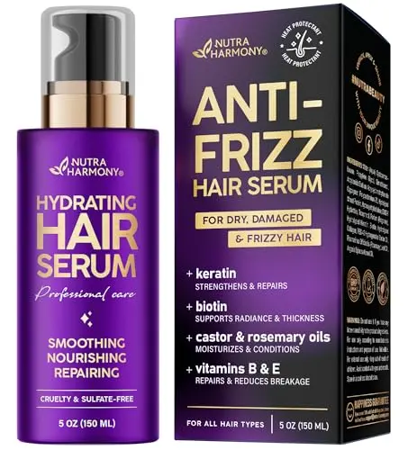 Keratin, Biotin & Castor Oil, Heat Protectant, Lightweight Leave-In