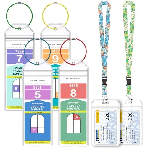 4 Pack Luggage Tag Holders w/ Lanyards