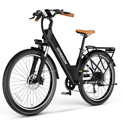 Black 26'' E-Bike, Strong Suspension, 1000W Peak