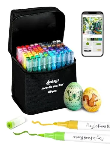 YHC 80-color acrylic paint pens with color-coded caps and app integration
