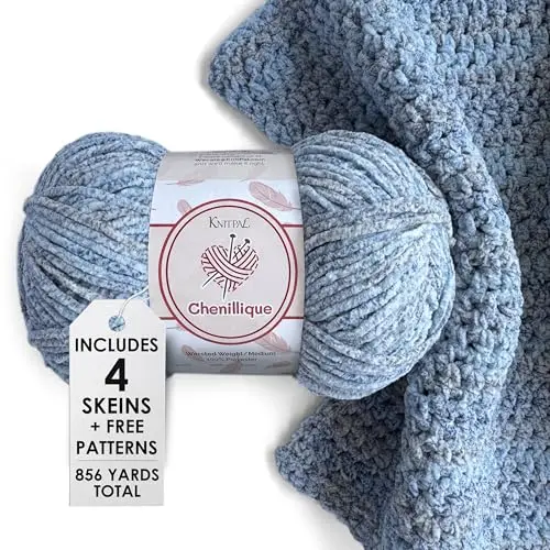 Chenillique Velvet Chenille yarn in Blueberry Whisper color