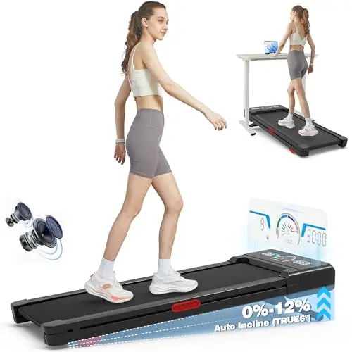 12% Auto Incline Under Desk Treadmill, 450 lbs Capacity