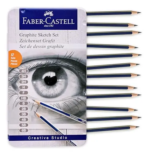 FABER-CASTELL graphite drawing pencils set in metal tin