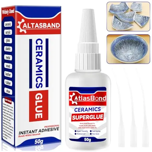 ATLASBOND ceramic glue bottle with applicator tips
