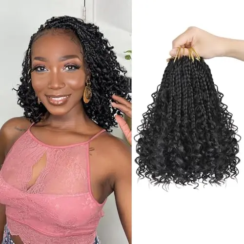 JULEN Goddess Box Braids Crochet Hair in 1B color with curly ends