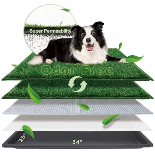 HQ4US 4LEGS dog grass pad with tray on outdoor deck