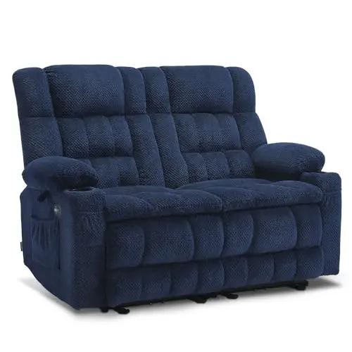 Heated, Massage, USB & Cupholders - Navy Blue
