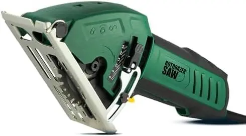 ROTORAZER compact circular saw in green with carrying case
