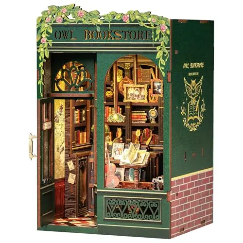 CUTEBEE Book Nook Kit showing a detailed miniature bookstore scene